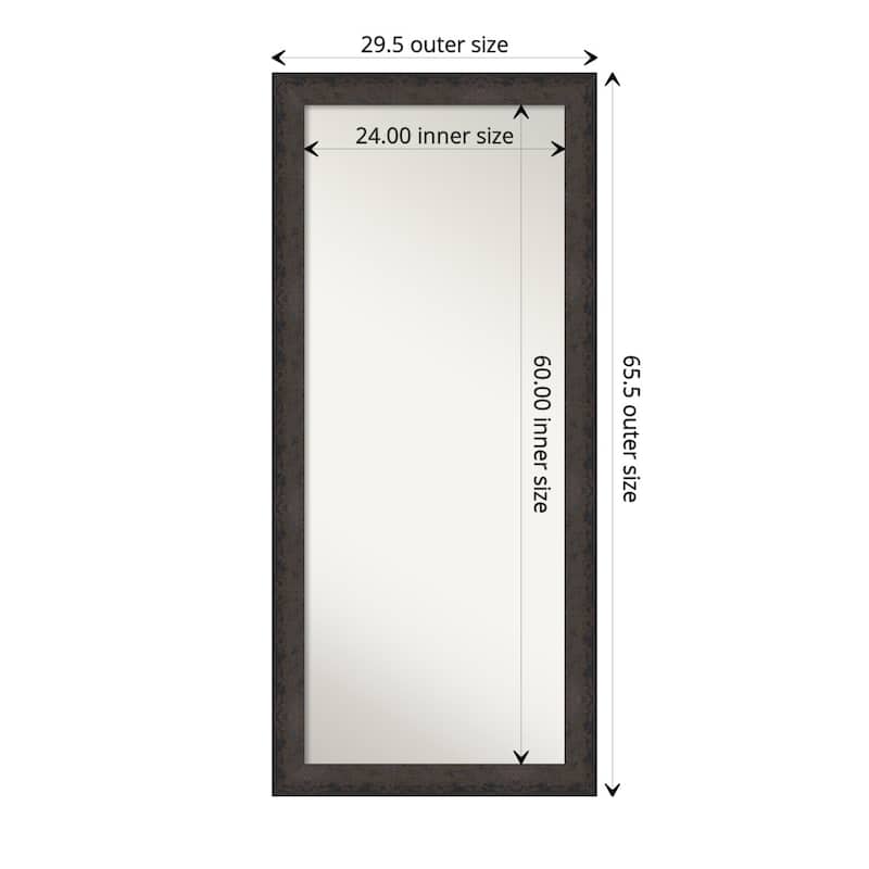 Dappled Non-Beveled Wood Framed Full-Length Floor Leaner Mirror - Glass Size 24x60 - Dappled Black Brown