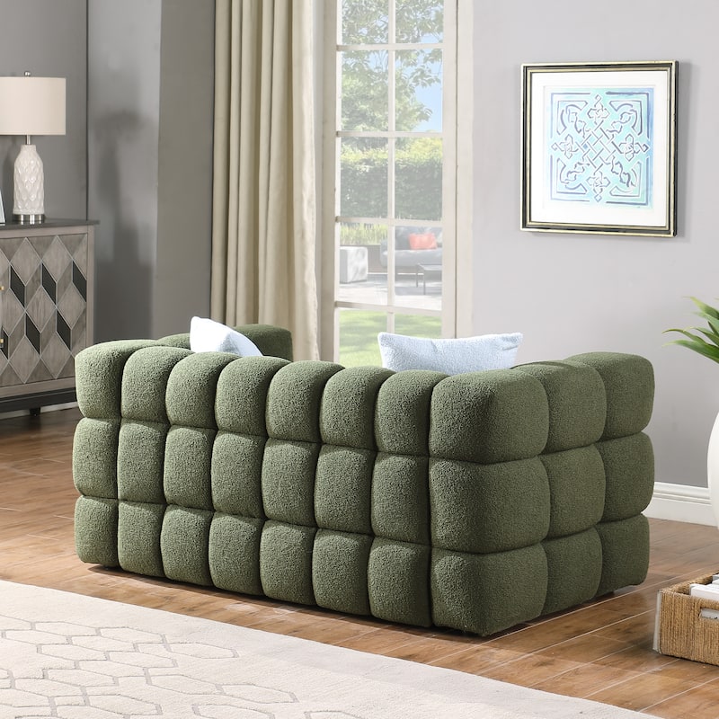 Wayna Modern Square Sofa, Sherpa Thick Cushion Double Sofa
