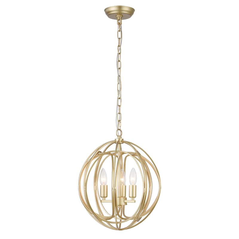 Nelpin Soft Brushed Gold 3-Light Globe Cage Pendant