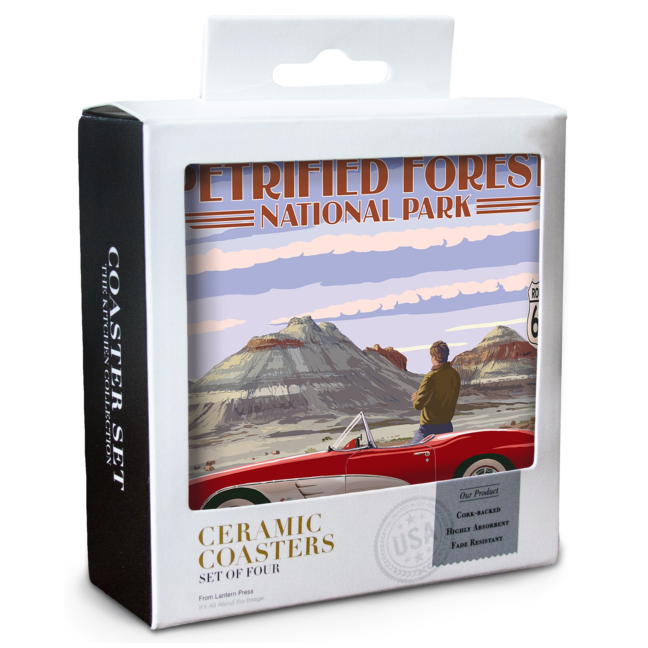 Ceramic canoe set with twin coasters in gift box