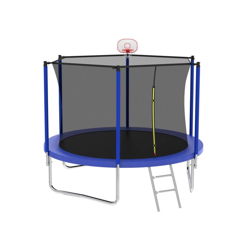 Blue Recreational Trampoline - Outdoor Backyard Fun - 96