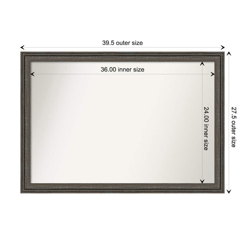 Upcycled Non-Beveled Wood Framed Wall Mirror - Upcycled Brown Grey - Glass Size 36x24