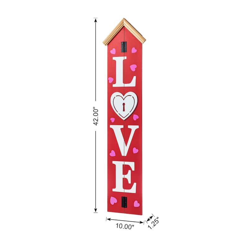 Glitzhome 42"H Valentines Wooden Large WELCOME LOVE Porch Sign