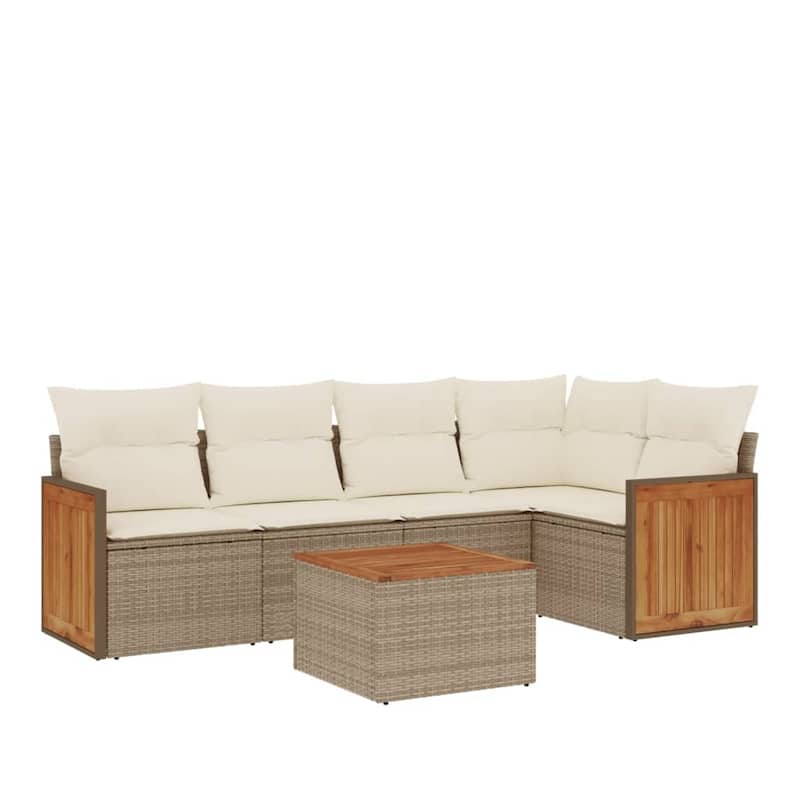 vidaXL Patio Sofa Set with Cushions Outdoor Conversation Furniture Poly Rattan - 24.4 x 24.4 x 27.2