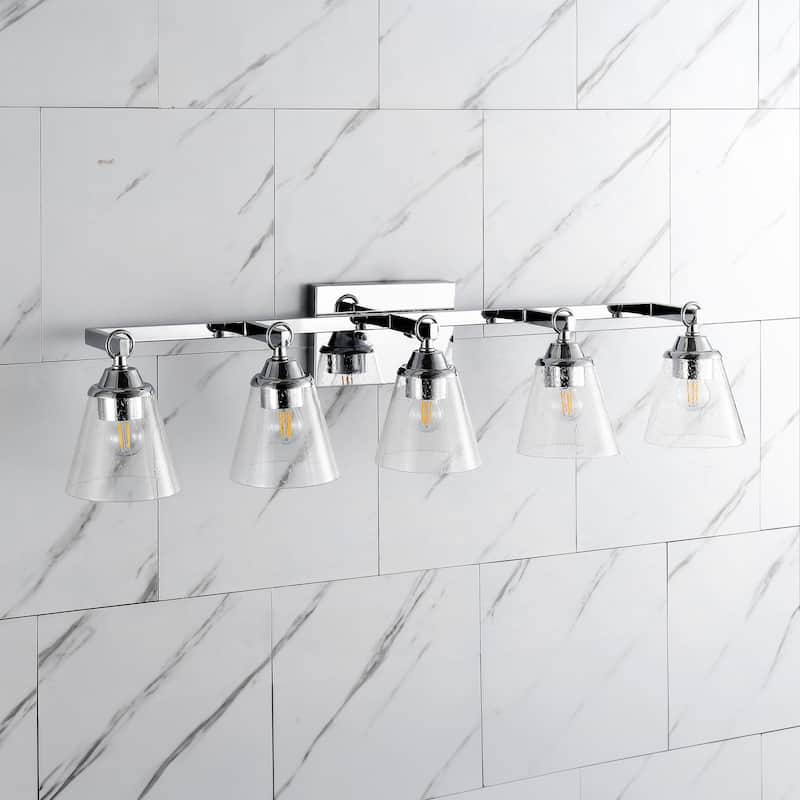 August Hurricane Metal/Glass Vanity, Chrome by JONATHAN Y