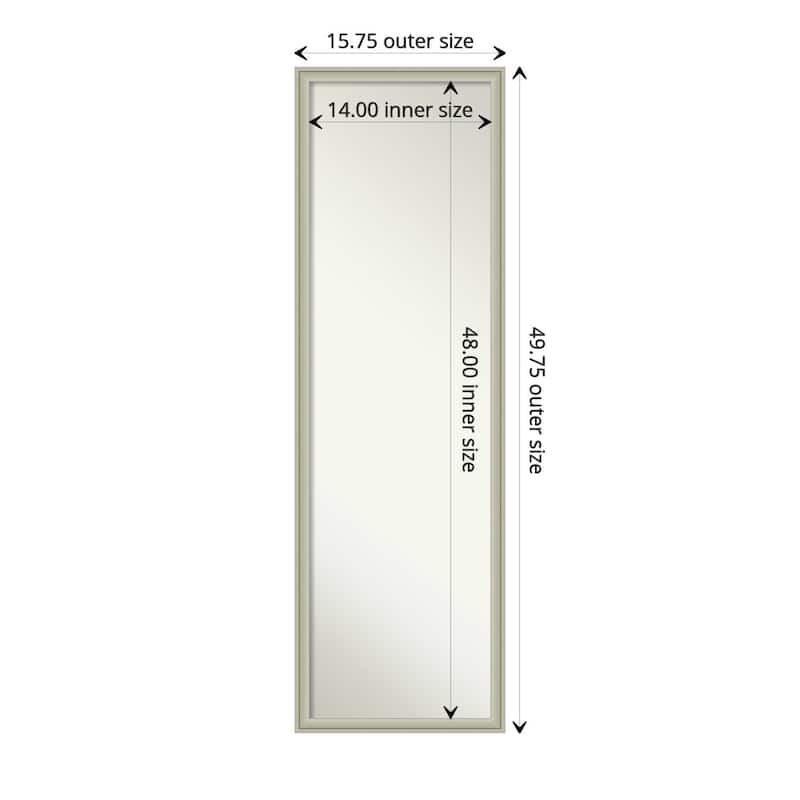 Florence Non-Beveled Framed Full-Length On the Door Mirror - Glass Size 14x48 - Florence Silver