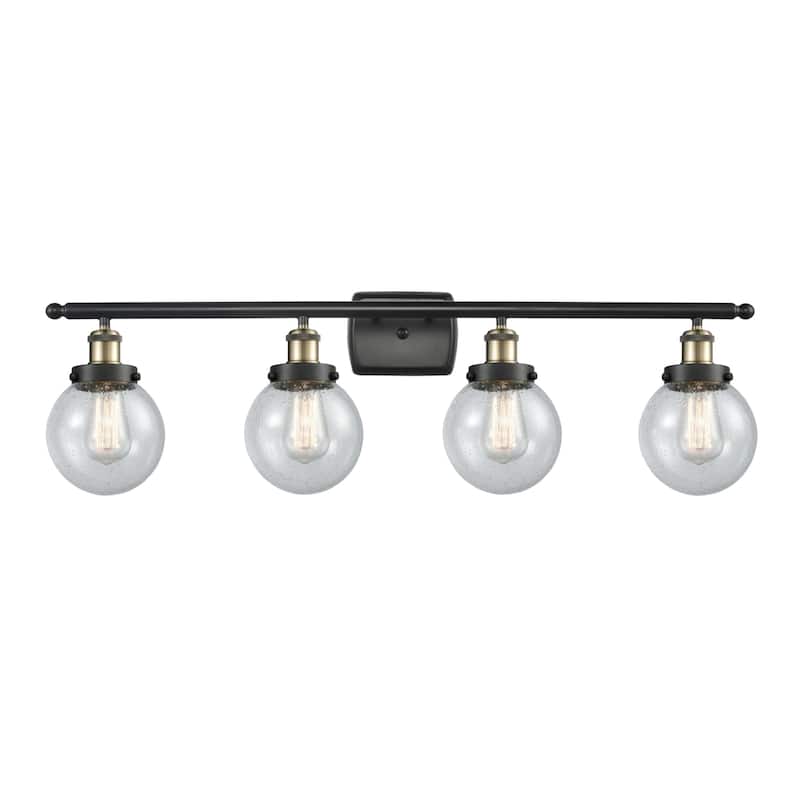 Innovations Lighting 916-4W-11-36 Beacon Vanity Beacon 4 Light 36" - Black Antique Brass / Seedy