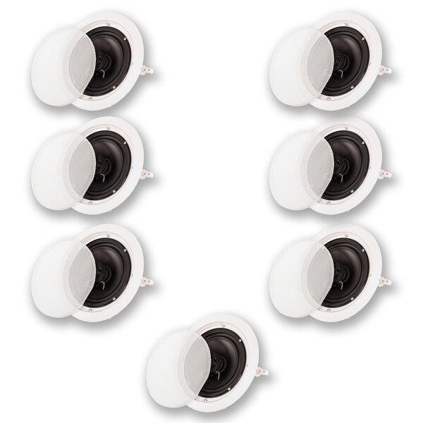 Acoustic Audio Hti6c Flush Mount In Ceiling Speakers With 6 5 Woofers 7 Pack Overstock 16338837