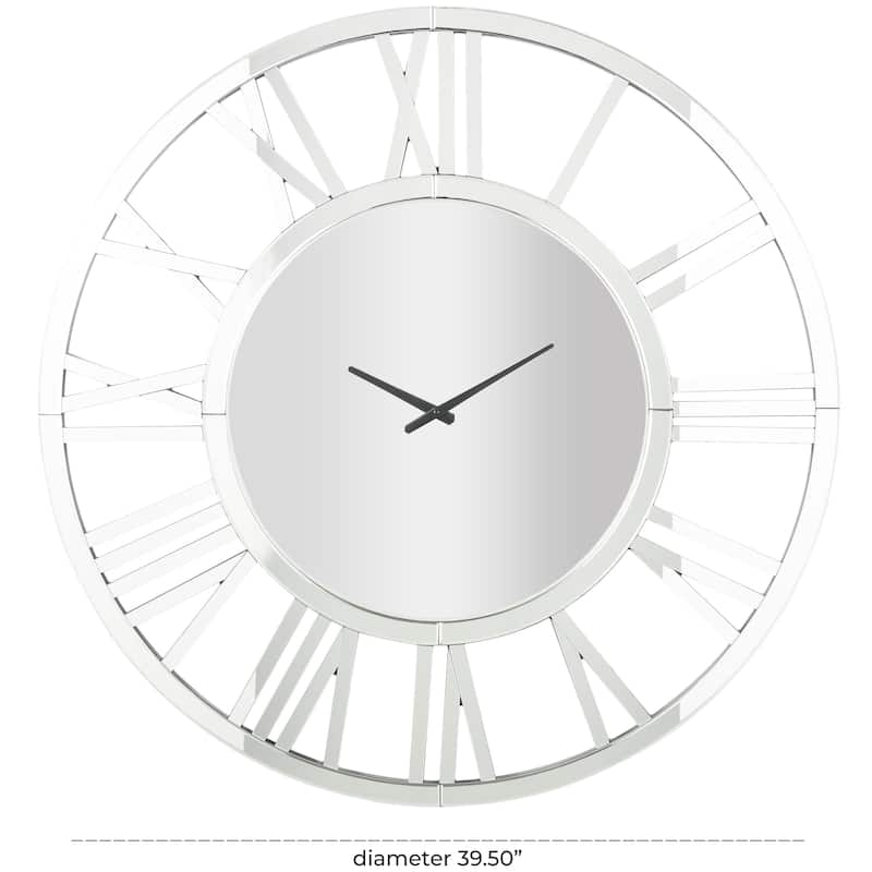 Silver or Gold Glass Mirrored Wall Clock