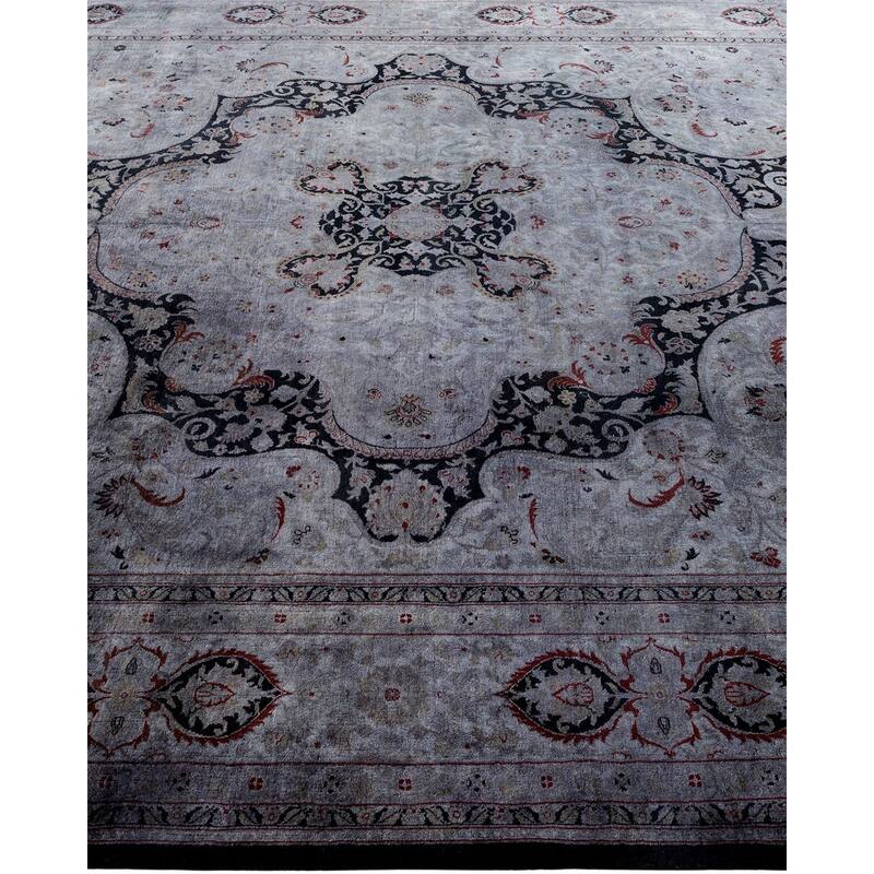 Overton Hand Knotted Wool Vintage Inspired Modern Contemporary Overdyed Gray Area Rug - 8' 1" x 10' 1"