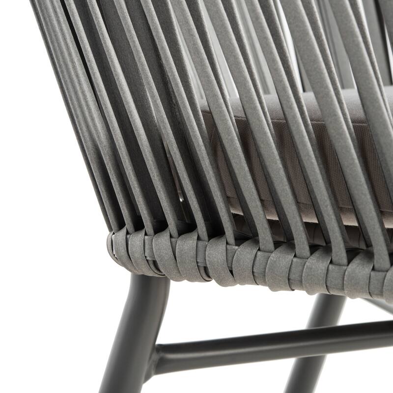 SAFAVIEH Outdoor Abril Rope Chair - Grey (Set of 2) - 22Wx25Dx30H