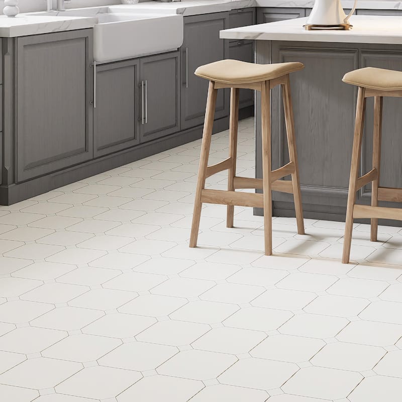 Merola Tile Vaudeville Octagon Nacar with Taco Nacar 7-7/8" x 7-7/8" Porcelain Floor and Wall Tile