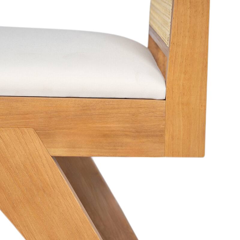 Dining Chairs Set of 2, Ergonomic Upholstered Kitchen Side Chairs, Accent Chairs with Rattan Backrest & Solid Wood Legs