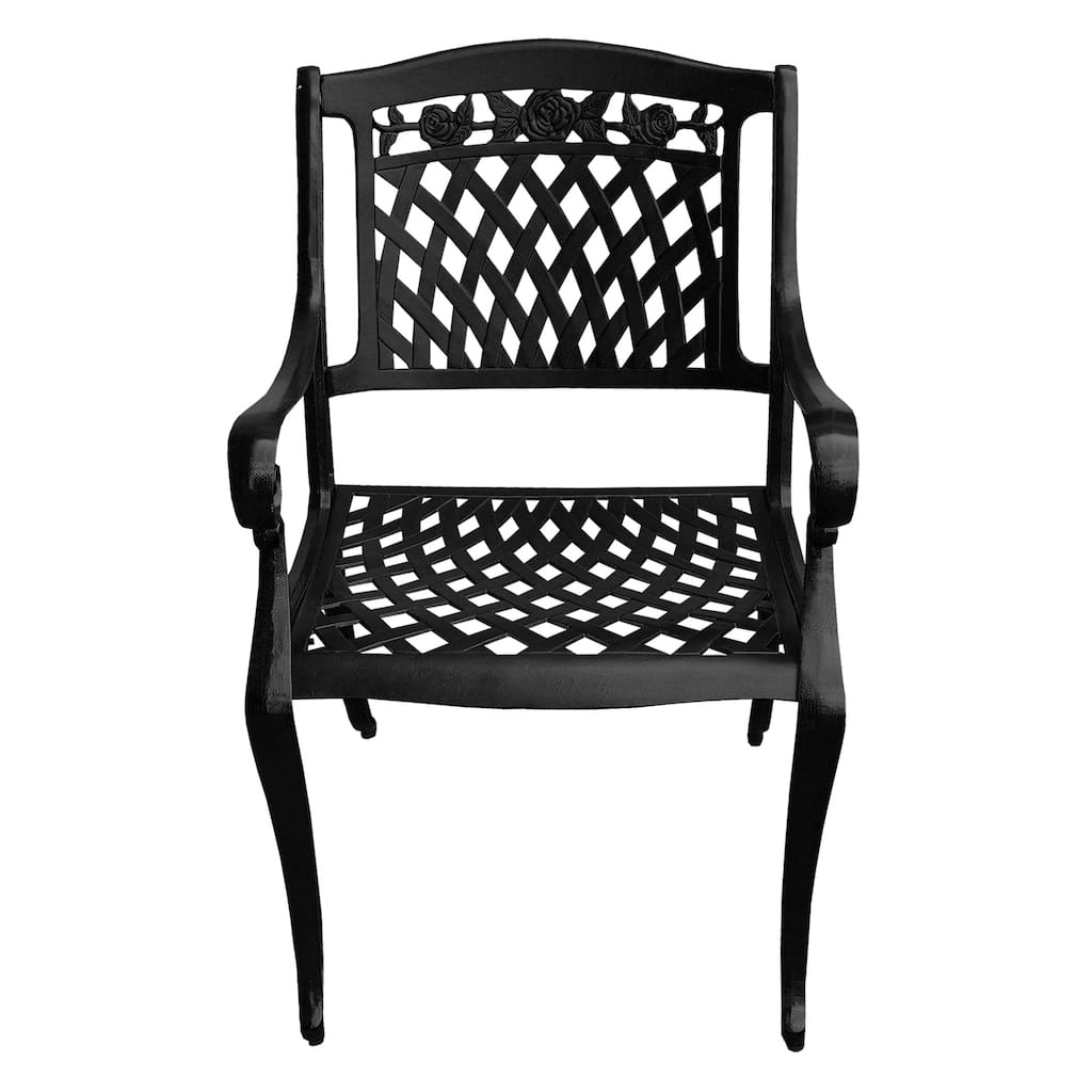Rose Traditional Outdoor Mesh Lattice Aluminum Dining Chair