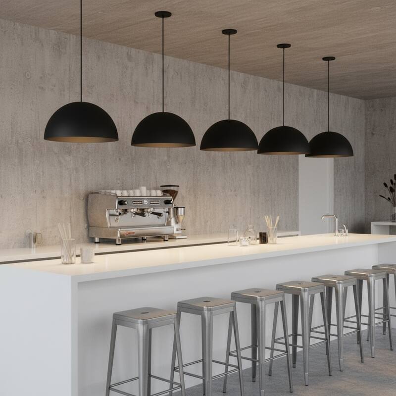 24 Inch Integrated LED Pendant Light Dimmable 5 Color Temperature Selectable - Black