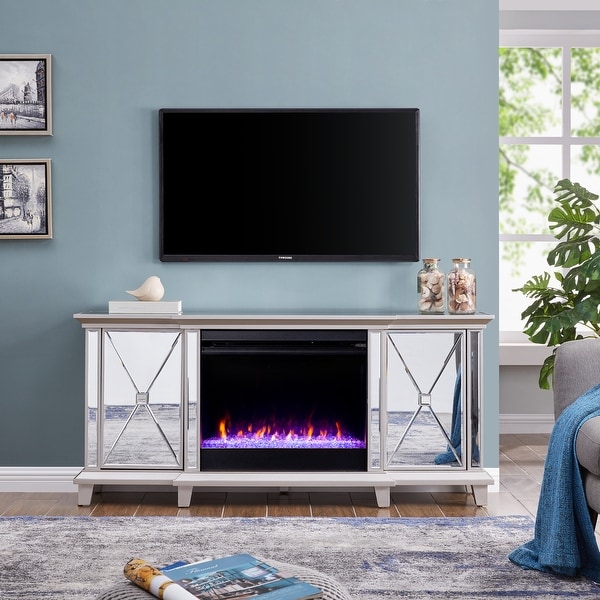 Fireplace tv stand silver discount