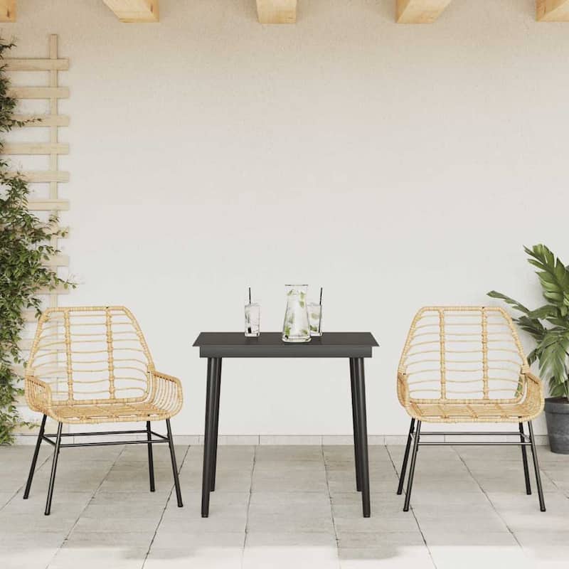 vidaXL Garden Dining Set Brown and Black - 31.5 x 31.5 x 29.1
