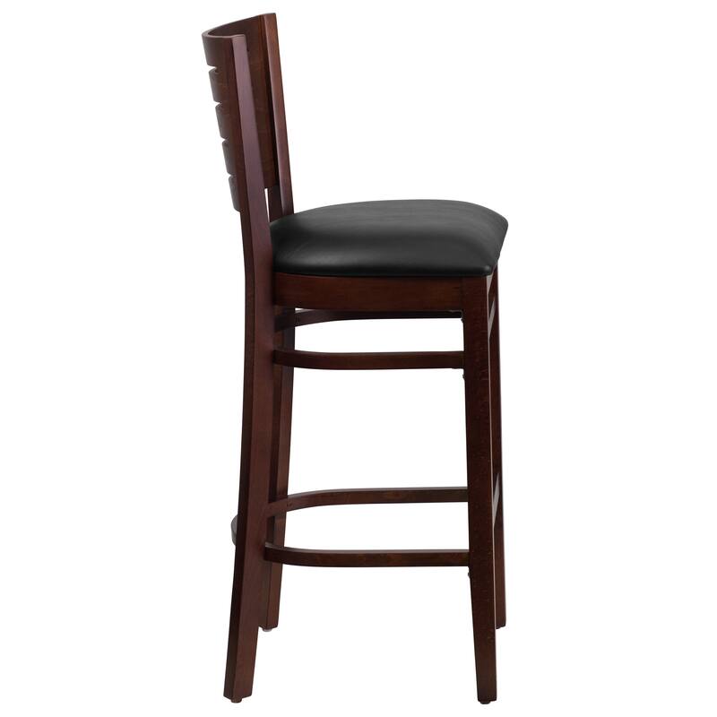 2 Pk. Darby Series Slat Back Wooden Restaurant Barstool - 16.75"W x 18"D x 43.5"H - 16.75"W x 18"D x 43.5"H