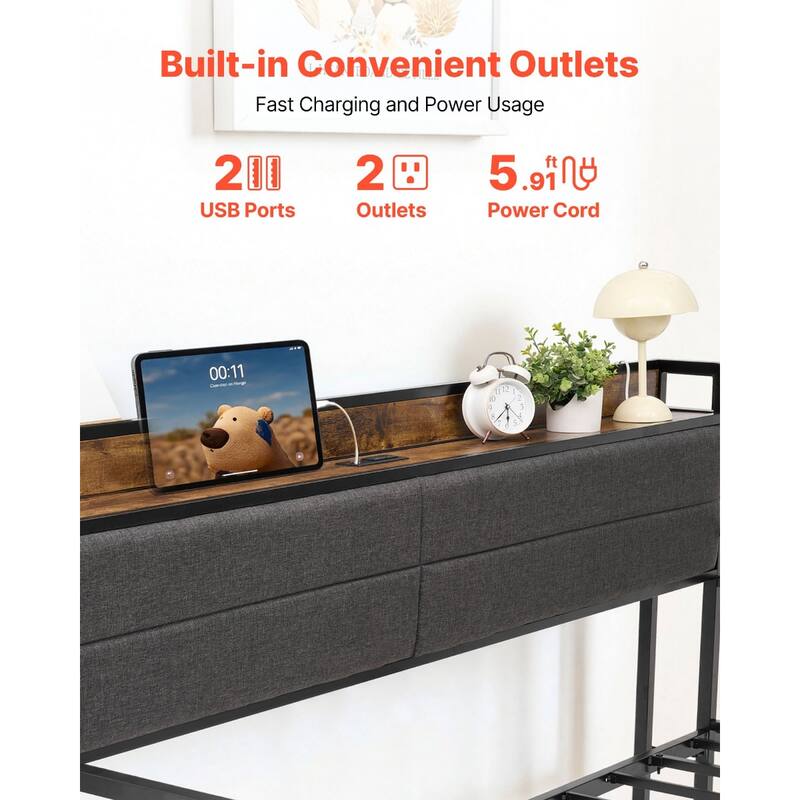 Daybed with Trundle and Charging Station for Small Apartments