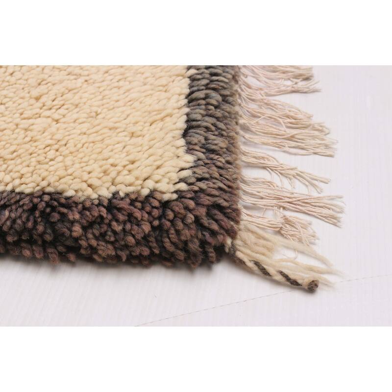 ECARPETGALLERY Hand-knotted Beni Ourain Cream Wool Rug - 5'7 x 9'2