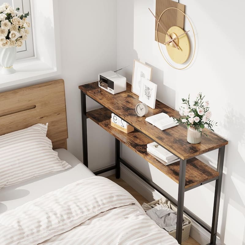 Narrow and Thin Sofa Table with Adjustable Shelves