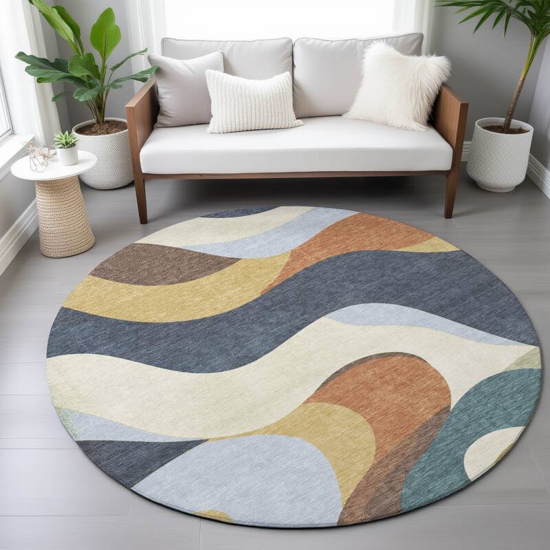 Machine Washable Indoor/Outdoor Casual Contemporary Chantille Rug