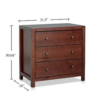 MUSEHOMEINC Solid Wood Dresser / Night Stand with 3-Drawer Storage for Your Bedroom,Round Metal knobs