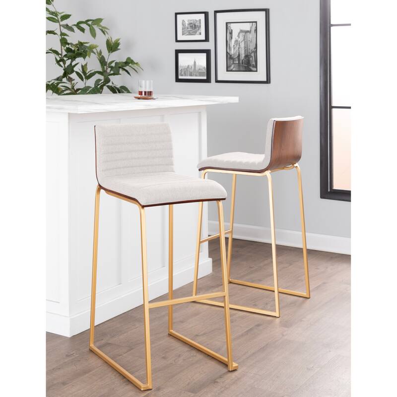 Silver Orchid Magda 30" Fixed-Height Upholstered Bar Stool (Set of 2)