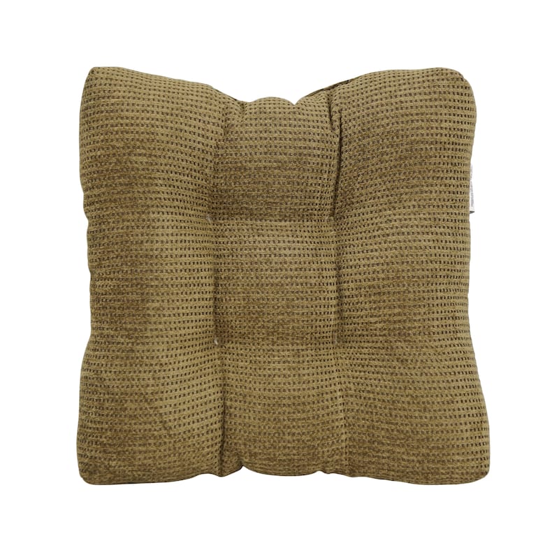 19-inch Square Jacquard Chenille Tufted Dining Chair Cushion - 19 x 19