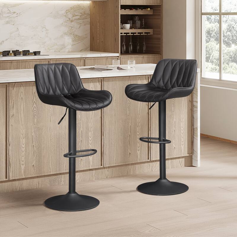 Art Leon Swivel and Adjustable PU Leather Barstool (Set of 2)