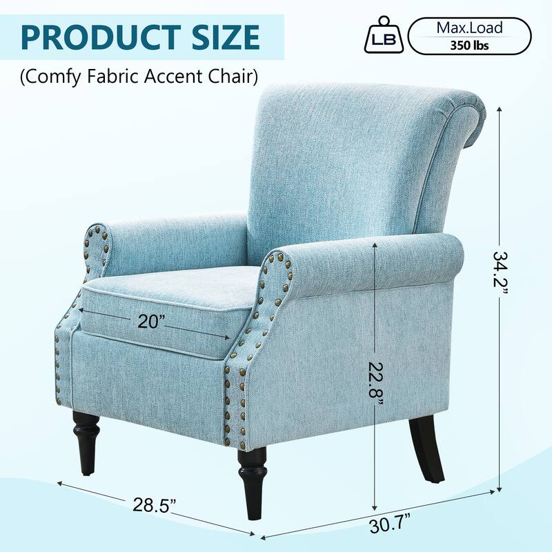 Mid-Century Modern Upholstered Accent chair with Solid Wood Legs