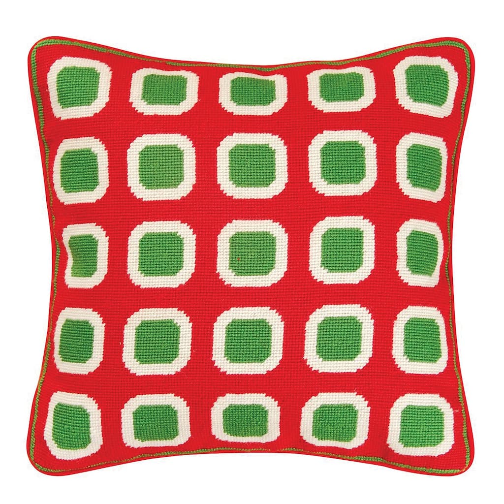 Christmas Block Needlepoint Pillow