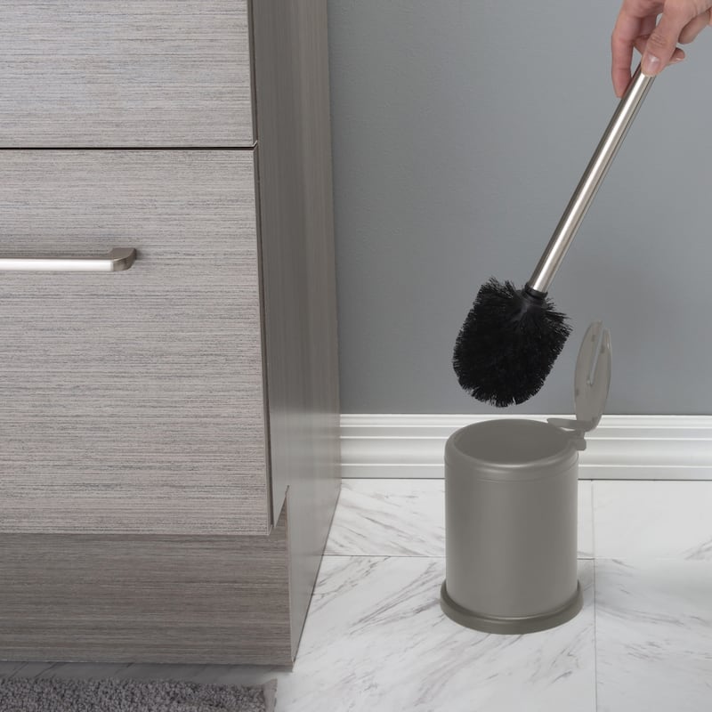 Bath Bliss 2 Pack Self Closing Lid Toilet Brush and Holder