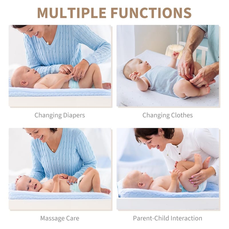 Baby Changing Dresser with 8 Drawers - Wooden Nursery Changing Table Station with Open Shelf