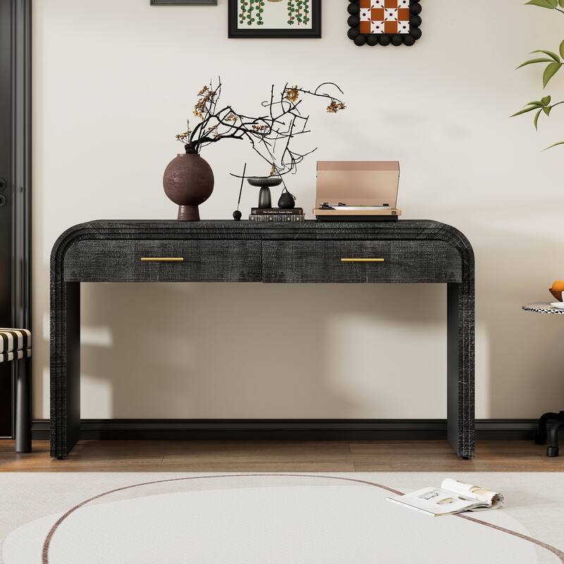 Unique Retro Silhouette Console Table(Antique Black)