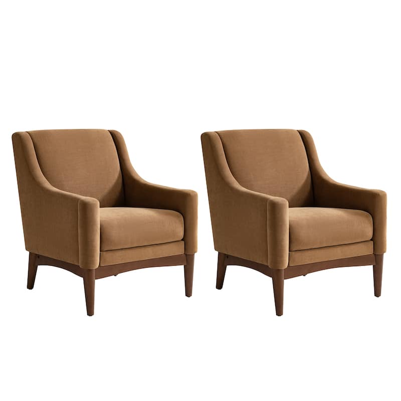 Francis Mid-Century Modern Living Room Armchair with Recessed Arms Set of 2 by HULALA HOME