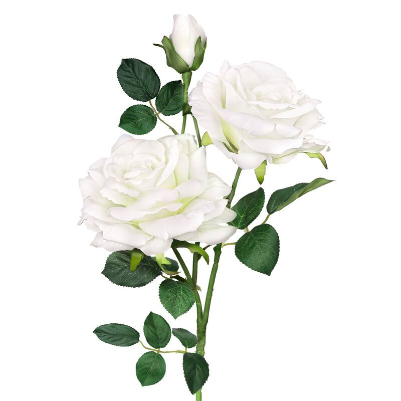Set of 2 Cream White Artificial Velvet Elegant Rose Flower Stem Spray 32in - 32" L x 7" W x 7" DP