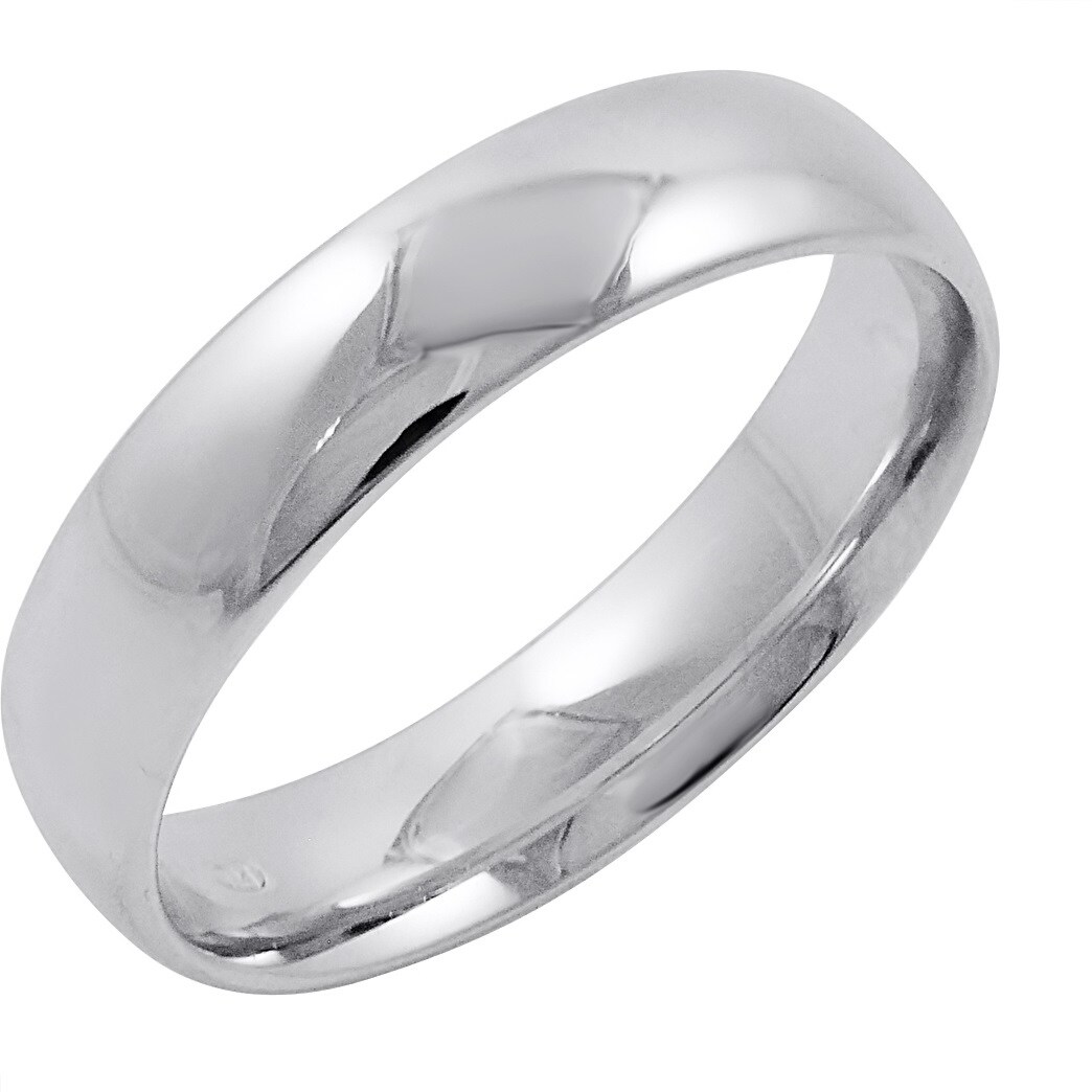 Mens Comfort Fit Wedding Bands White Gold / 14k Solid White Gold 4mm