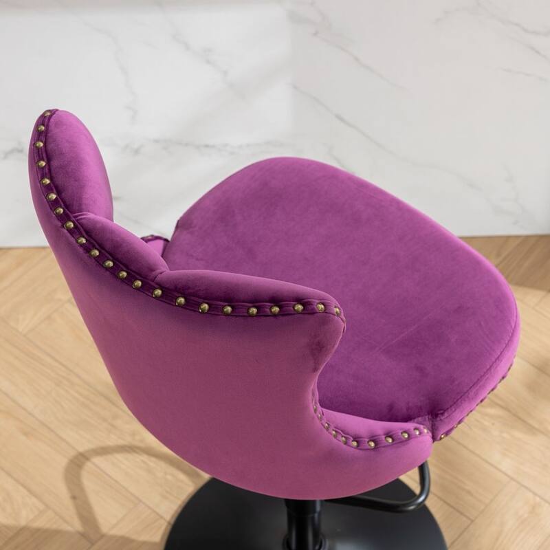 Bar stools with Backs Luxurious Velvet Swivel - Adjustable Height, Set of 2