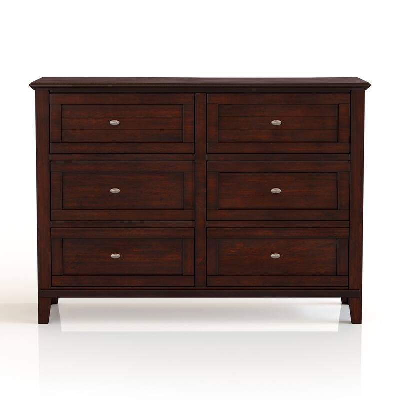 Wese Transitional 56-inch Wide 6-Drawer Solid Wood Dresser by Furniture of America