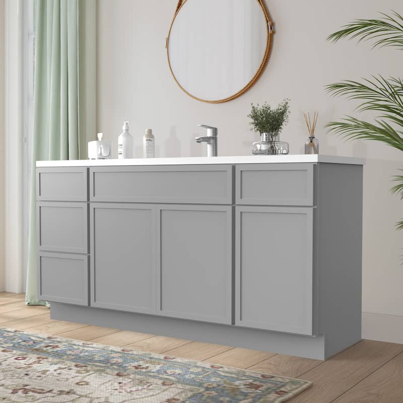 Vanity Art 66" Birch Freestanding Bathroom Vanity Cabinet without Top