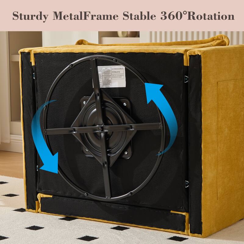 GDFStudio - Chenille 36.22" Swivel Barrel Chair