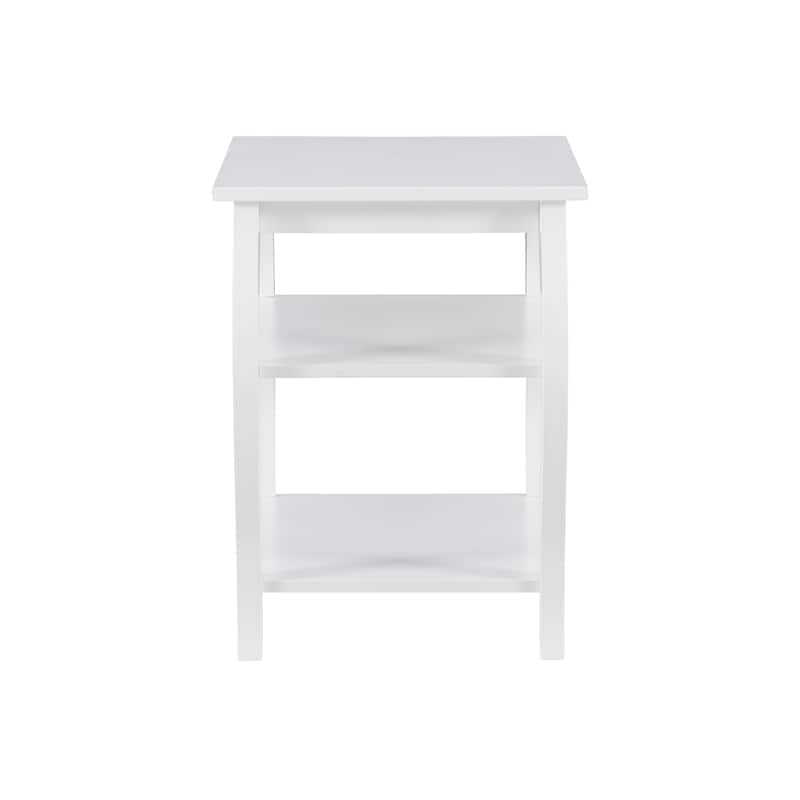 Ingrid Wood Farmhouse Side Table with 2 Shelves
