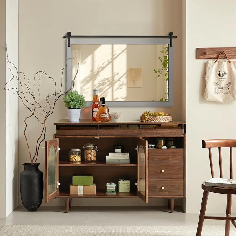 Rectangle Wood Framed Decorative Wall Mirror