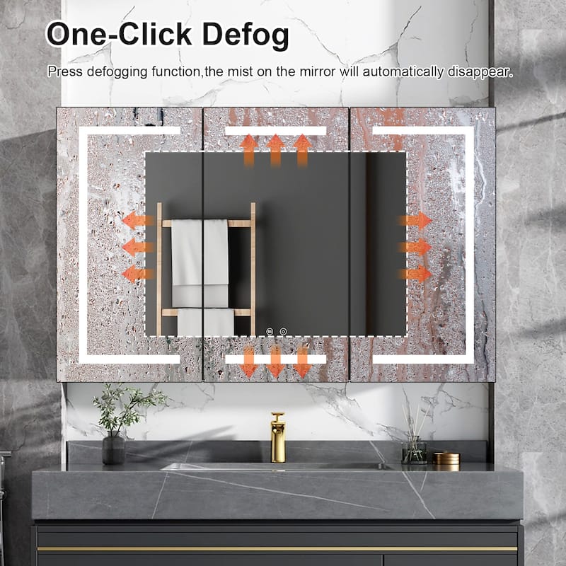 48" X 30" LED Mirror Medicine Cabinet with Lights,Aluminium,Matte Black - N/A