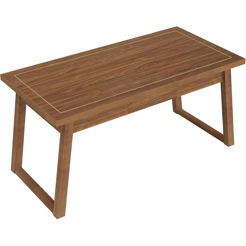 55 Inches Mid-Century Solid Wood Computer Desk with Drawer