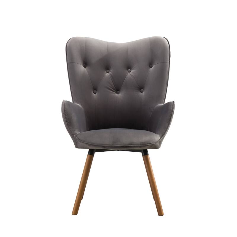 Gray 30" Polyester Button Tufted Accent Chair