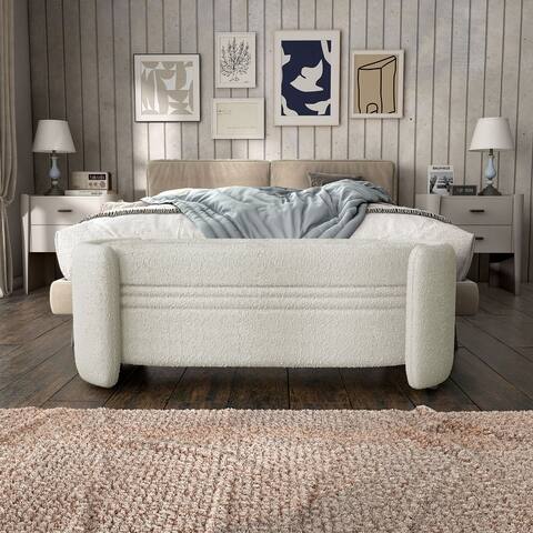 DH BASIC Pressice Boucle Storage Bench for Bedroom Entryway by Denhour