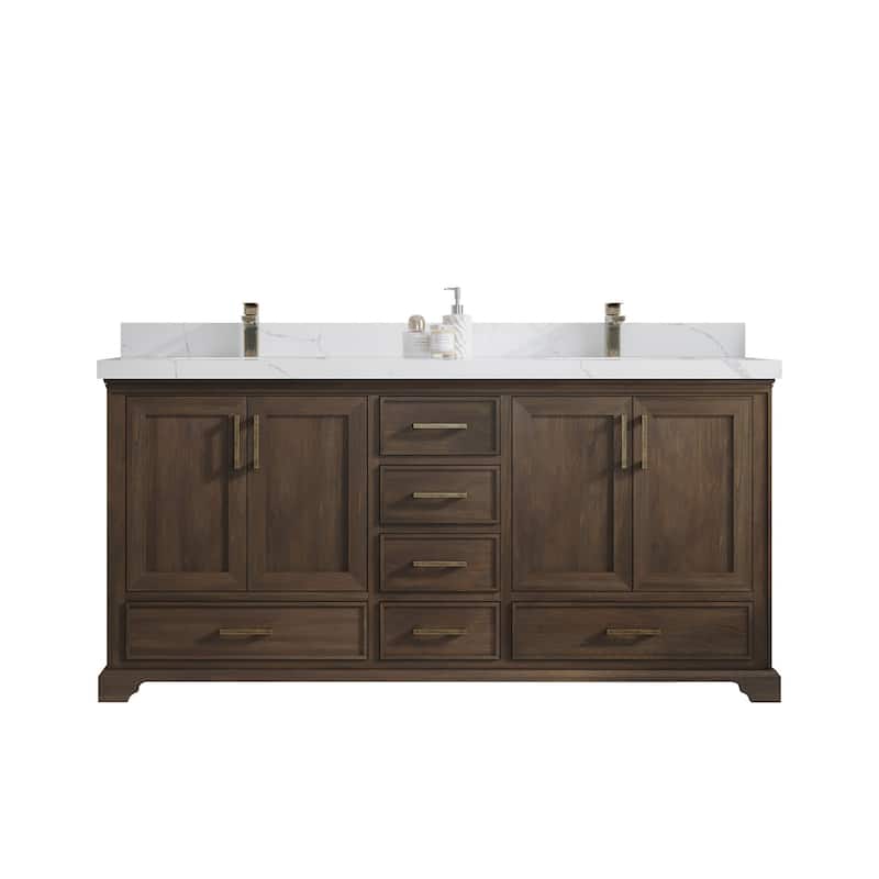 Willow Collections 72 in. W x 22 in. D Charlotte Teak Double Sink Bathroom Solid Teak Vanity with Countertop