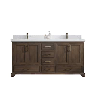 Willow Collections 72 in. W x 22 in. D Charlotte Teak Double Sink Bathroom Solid Teak Vanity with Countertop